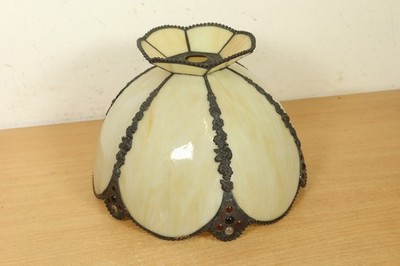 Vintage große TIFFANY Stil Buntglas Decken Pendelleuchte Schirm Jakobsmuschel