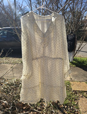 LOFT Women's Polka Dot V-Neck Long Sleeve Pencil Knee Dress XL Ivory Gold