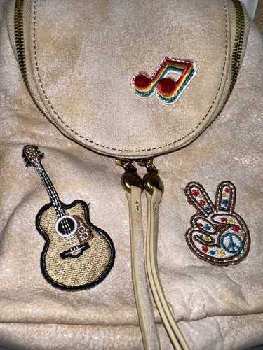 Hobo International Fern Zip Crossbody Shoulder Bag Guitar Peace Music Note Patch - Picture 2 of 10