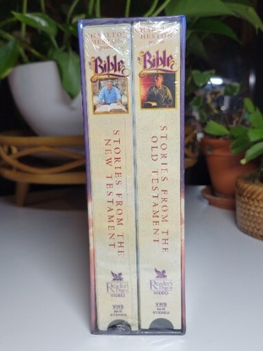CHARLTON HESTON PRESENTS THE BIBLE VHS 2 TAPE SET ~ Stories Old & New Testaments - Picture 2 of 2