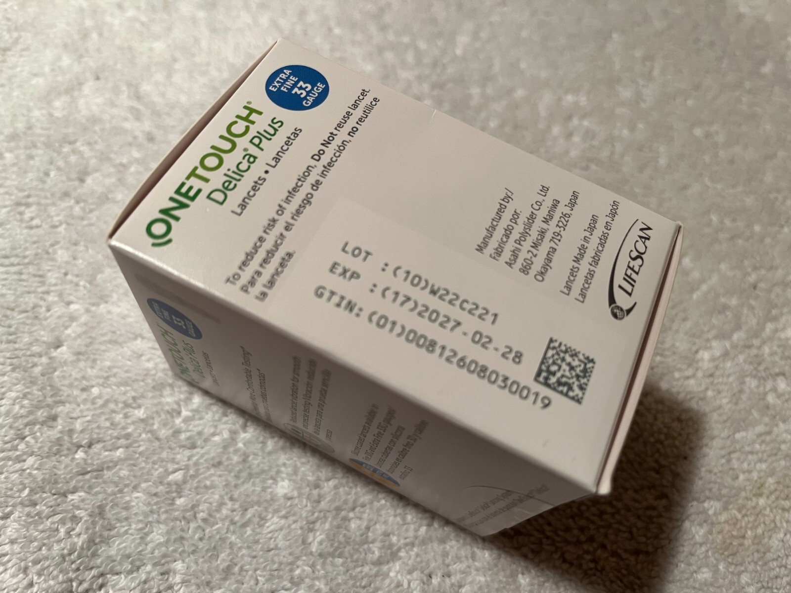 One Touch 100 New Delica Plus Lancets Extra Fine 33 Gauge Expiration 2