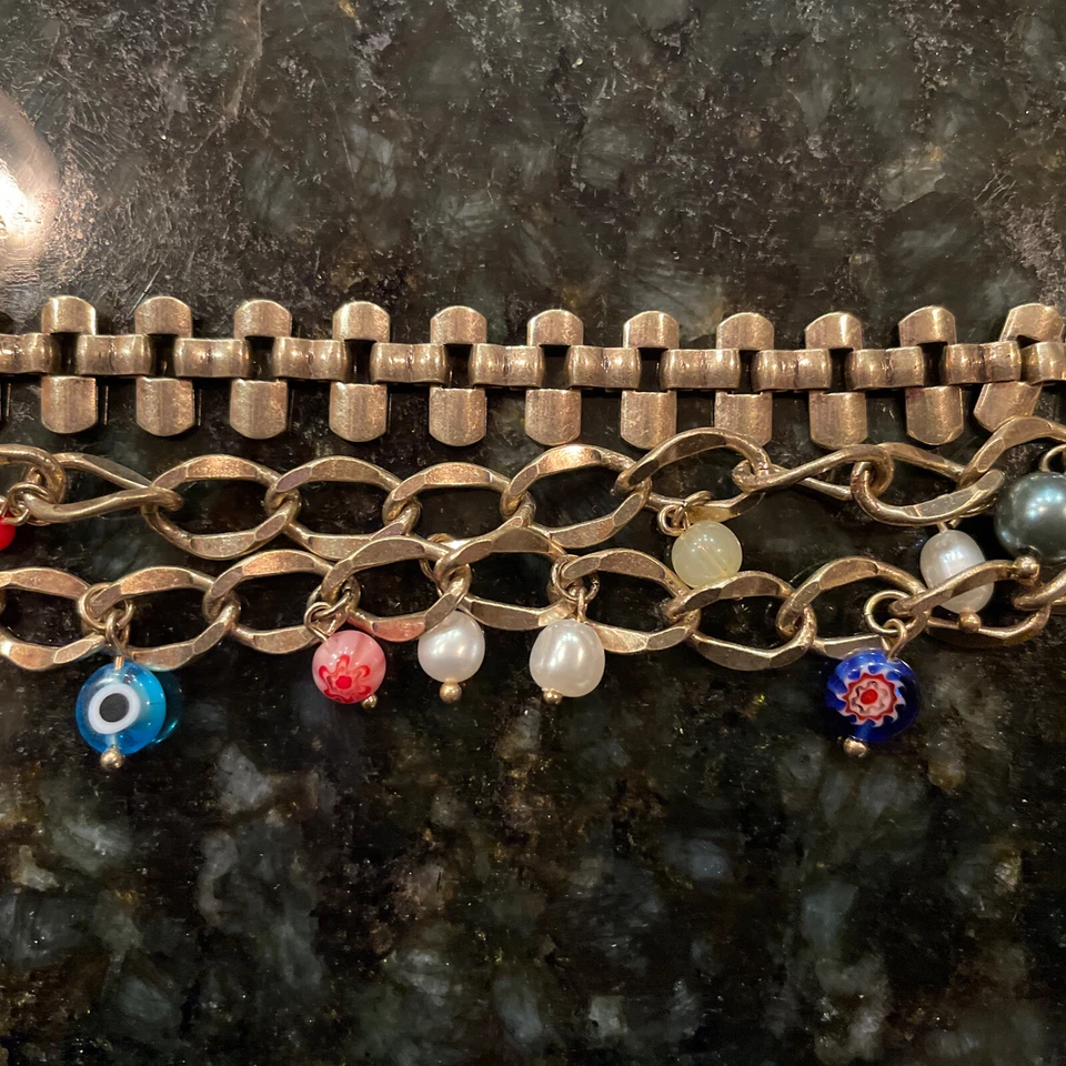 Free People Gold Tone Layered Charm Bracelet, New! $30 - Image 3 of 4