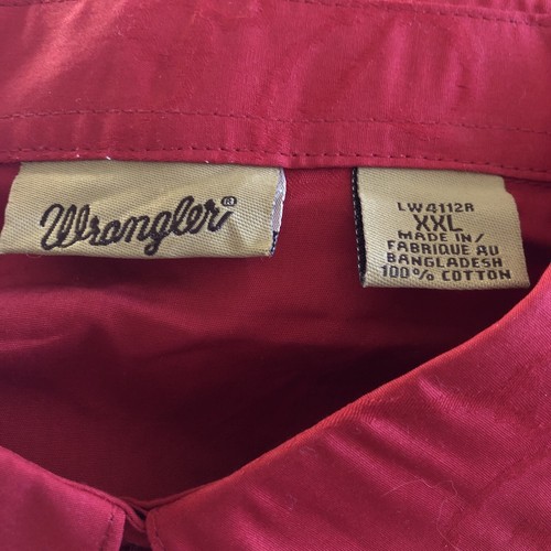 Wrangler Shirt Womens 2XL Red Pearl Snap Western Long Sleeve Rockabilly - Picture 6 of 10