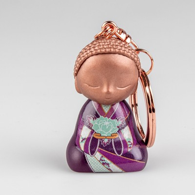 Porte clés bouddha 4.5cm Little Buddha - ''Le plaisir se ramasse, la joie se cuei