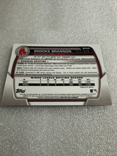 2023 Bowman Chrome Mega Prospect•Purple Refractors•BCP245 Brooks Brannon 138/299 - Picture 4 of 4