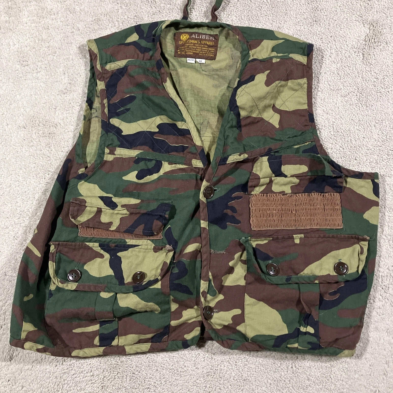 XCaliber Sportsmans Apparel Camo Fishing Vest Mens Medium Outdoors Pockets Gear