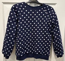 Hanna Andersson marshmallow fleece reversible Blue White Polkadots Size 5-6