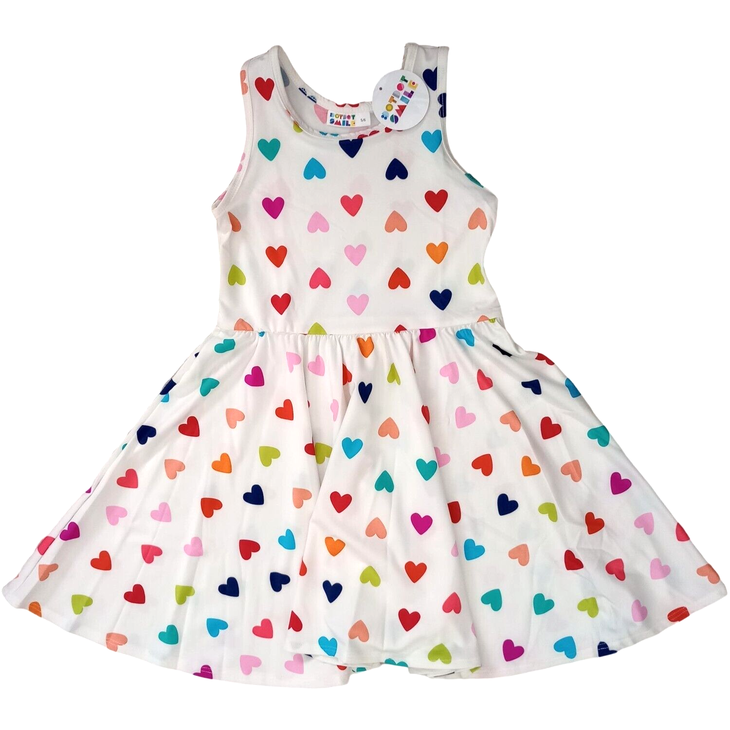 Dot Smile Girls Sz 2 2T White Polka Hearts Tank Dress Toddler Spring