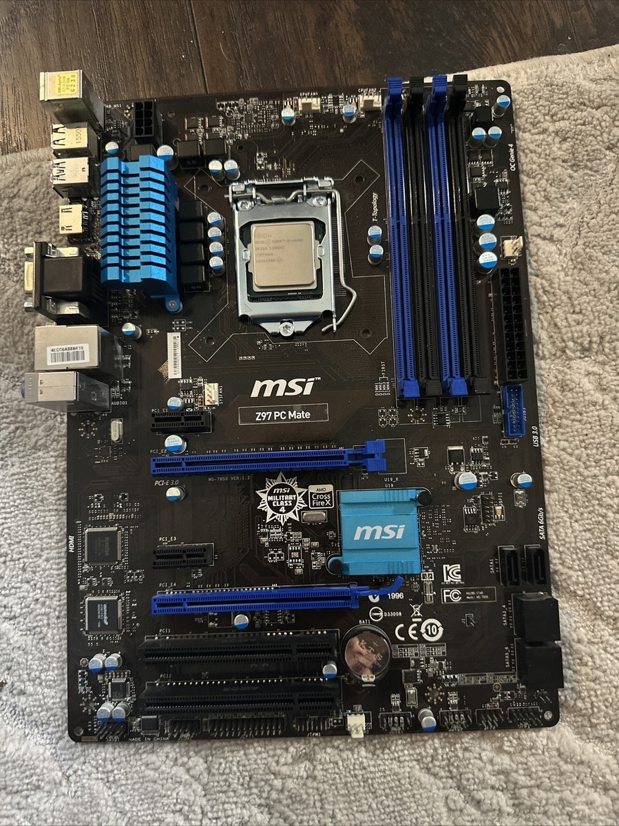 MSI Z97 PC Mate Motherboard LGA1150 And CPU Combo Intel I5 4690k