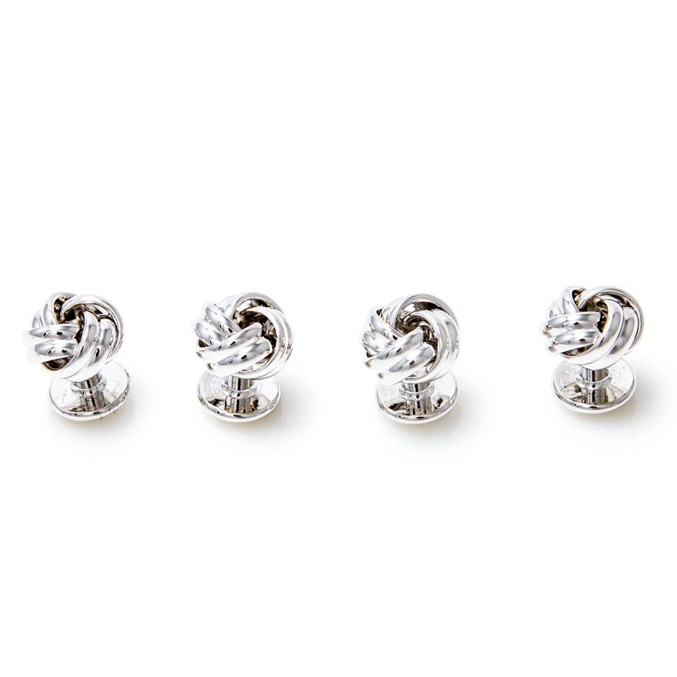 MRCUFF Silver Knot Cufflinks & Studs Set 2 cufflinks and 4 shirt studs bulk pack - Image 2 of 3