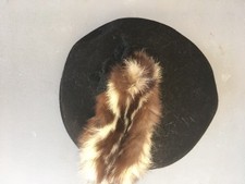 Vintage 50's Lady's Hat-Black with Brown and Cream Fur