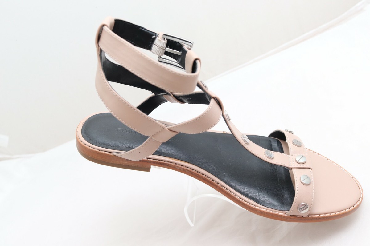 Rebecca Minkoff Sandy T-Strap Sandals Women's 8M Beige Leather