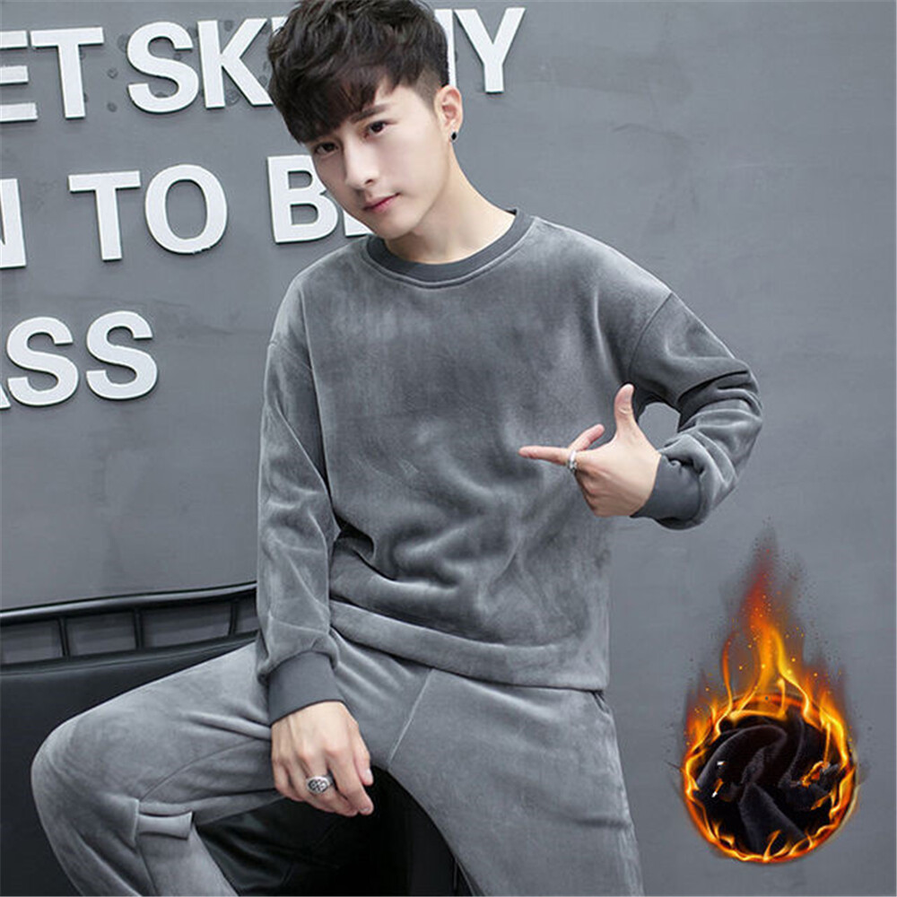 Men Velvet Tracksuit 2 Piece Casual 