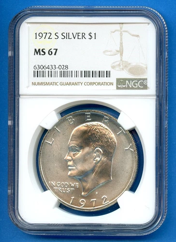 1972 S NGC MS67 Eisenhower Ike Dollar $1 US Mint Silver Coin 1972-S MS-67
