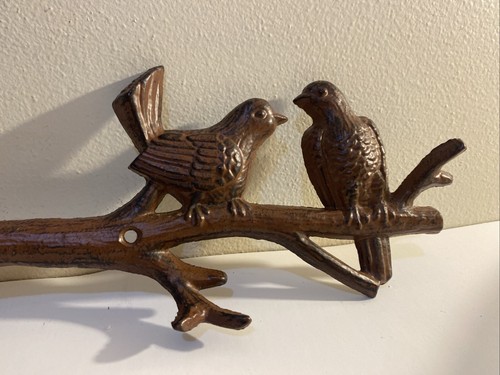 VTG Iron Birds On A Branch Wall Hooks Hanger Metal Rustic Nature 18” Long Keys - Picture 2 of 9