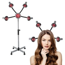 750W 5 Head Salon Infrared Heat Lamp, Adjusting Height Styling Perming Dryer