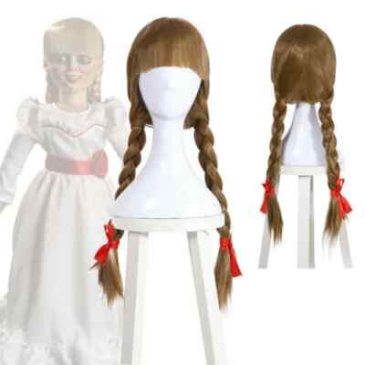 Halloween wig The Conjuring Annabelle Doll Cosplay Wig 2 Braided Brown Long Hair