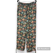 Sundance Catalog medium elastic waist lounge pants bohemian floral ties on legs