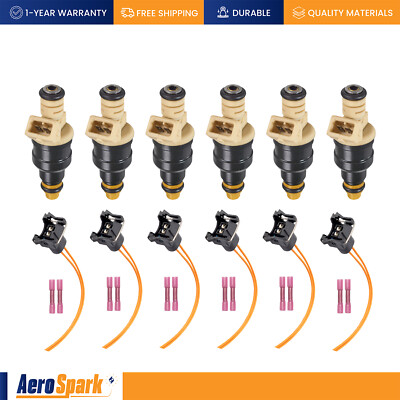 6 Fuel Injectors & 6 connector for Ford E-150 E-250 E-350 Mercury Mazda F47E-A2E