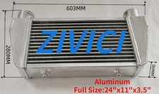 24"x11"x3.5" 2.5 in In/Outlet Universal Aluminum Polished Tube & Fin Intercooler