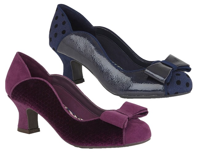 purple court shoes mid heel