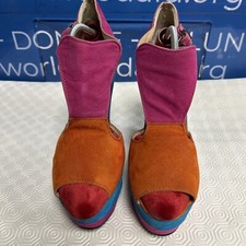 Bebo Shoes, Size 7, Multicolour Suede Wedged High Heel.