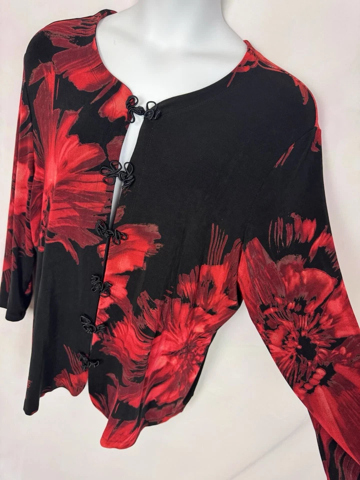 Vikki Vi Floral Kimono Jacket Womens 2X Open Front Cardigan - Image 2 of 4