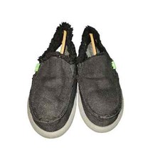 Sanuk Fuzzy Sidewalk Surfer Fleece Lined Slip On Black Size 7 Women s