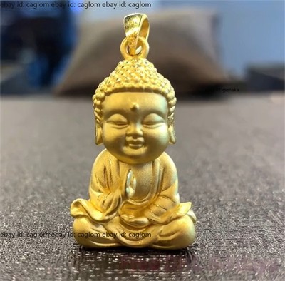 Pure 999 24K Yellow Gold Lucky Buddha Baby Men Women Bless Pendant 2.5-2.7g