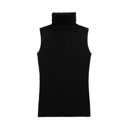 Herren Ärmellos Rollkragen T-Shirt Einfarbig Tank Shirt Thermo Pullover Oberteil Slim Fit - Bild 6 von 15