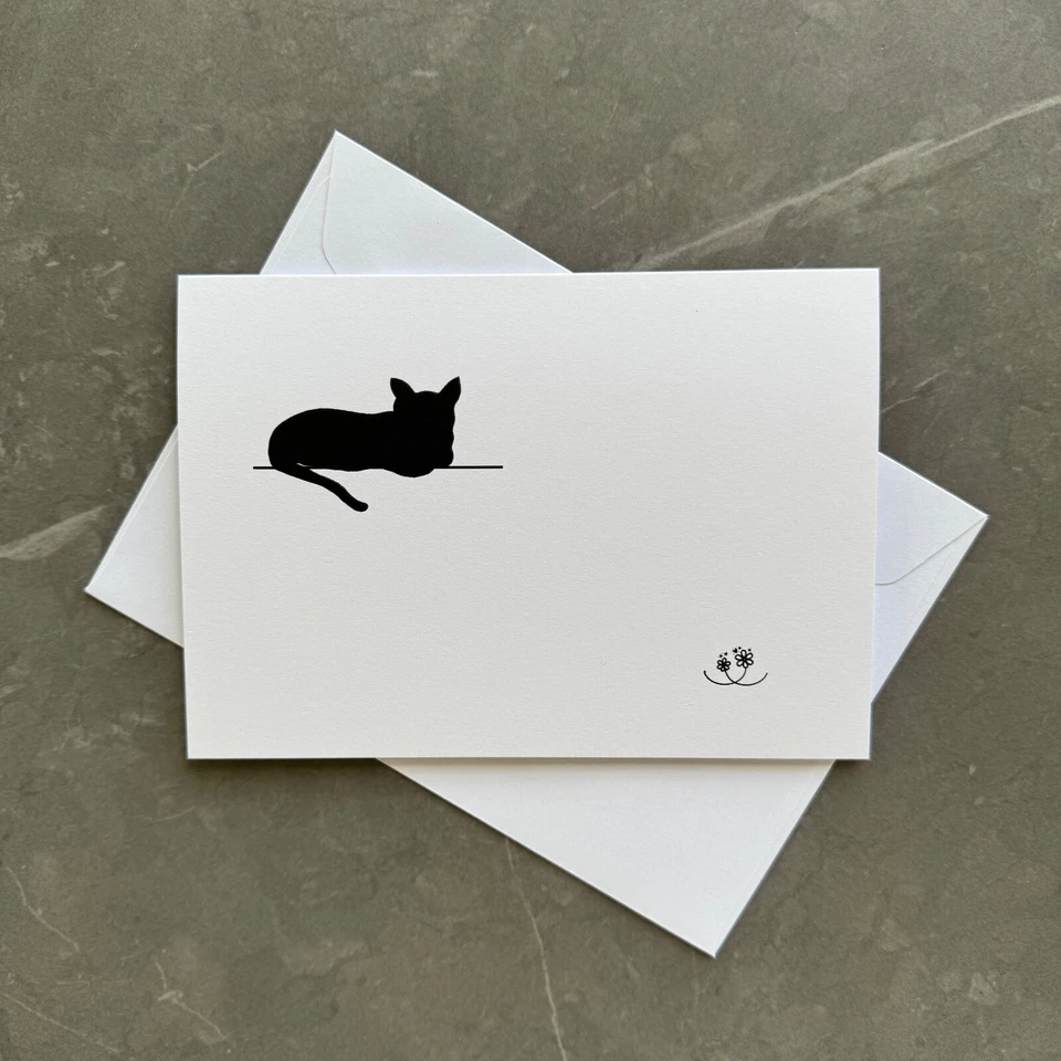 4 Cat Greeting Cards, Black Cat Note Cards, with envelopes, folded blank cards - Image 2 of 4