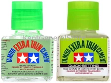 TAMIYA EXTRA THIN CEMENT & quick setting 2 PACK lot PLASTIC MODEL GLUE MODELING
