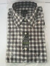 Jos A Bank 100 Cotton Grey Checkered Traveler Sportshirt Medium Sealed NWT