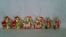 6-Piece Christmas Ornaments, Santa / Sleigh / Snowman, 3.25" tall