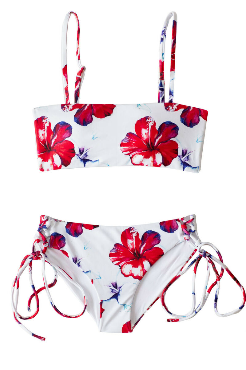 Chance Loves Red Floral BANDEAU 2-PIECE Bikini SET for Tween Chance Loves Red Floral BANDEAU 2-PIECE Bikini SET for Tween