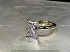14K White Gold Plated 2 CT Radiant Cut Moissanite Solitaire Engagement Ring SZ-8