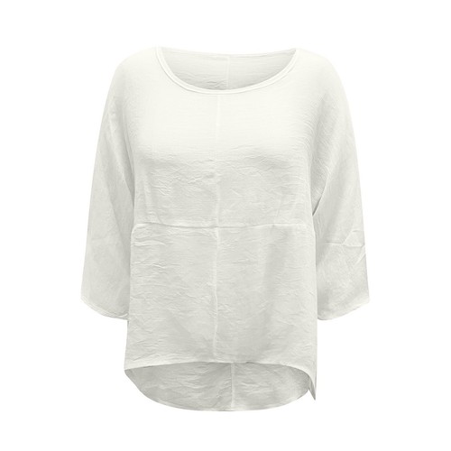 Women's Casual Solid Color Loose Cotton Linen Medium Sleeve Large Size Tops - Bild 18 von 27
