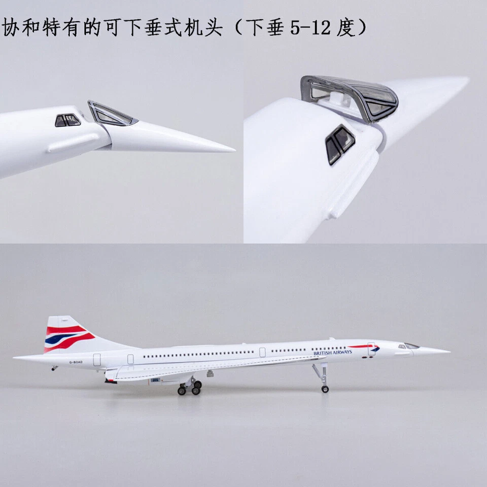 1/125 50cm British Airways Concorde Passanger Plane W/ Voice Light Version Toy  - Image 2 of 4