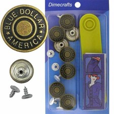 17 mm No-Sew Brass Replacement Jean Tack Buttons CT. 8 BDA18  w/Tool