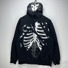 Vintage Y2K Skull Skeleton Zip up Hoodie LRG Style Skate XL