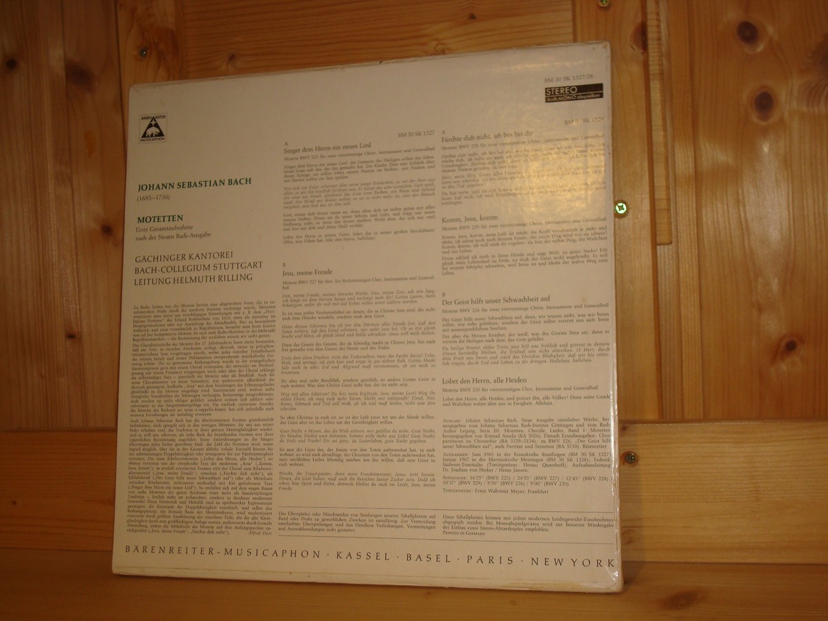 2discs LP Helmuth Rilling バッハ：モテット全集BWV225-230 OC72123MC BARENREITER MUSICAPHON /00660 2Discs Lp Helmuth Rilling Bach Motet Complete Works Bwv225