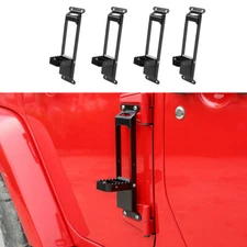 4pcs Exterior Door Hinge Steps Foot Climb Pedal For Jeep Wrangler JK 07-17 Black