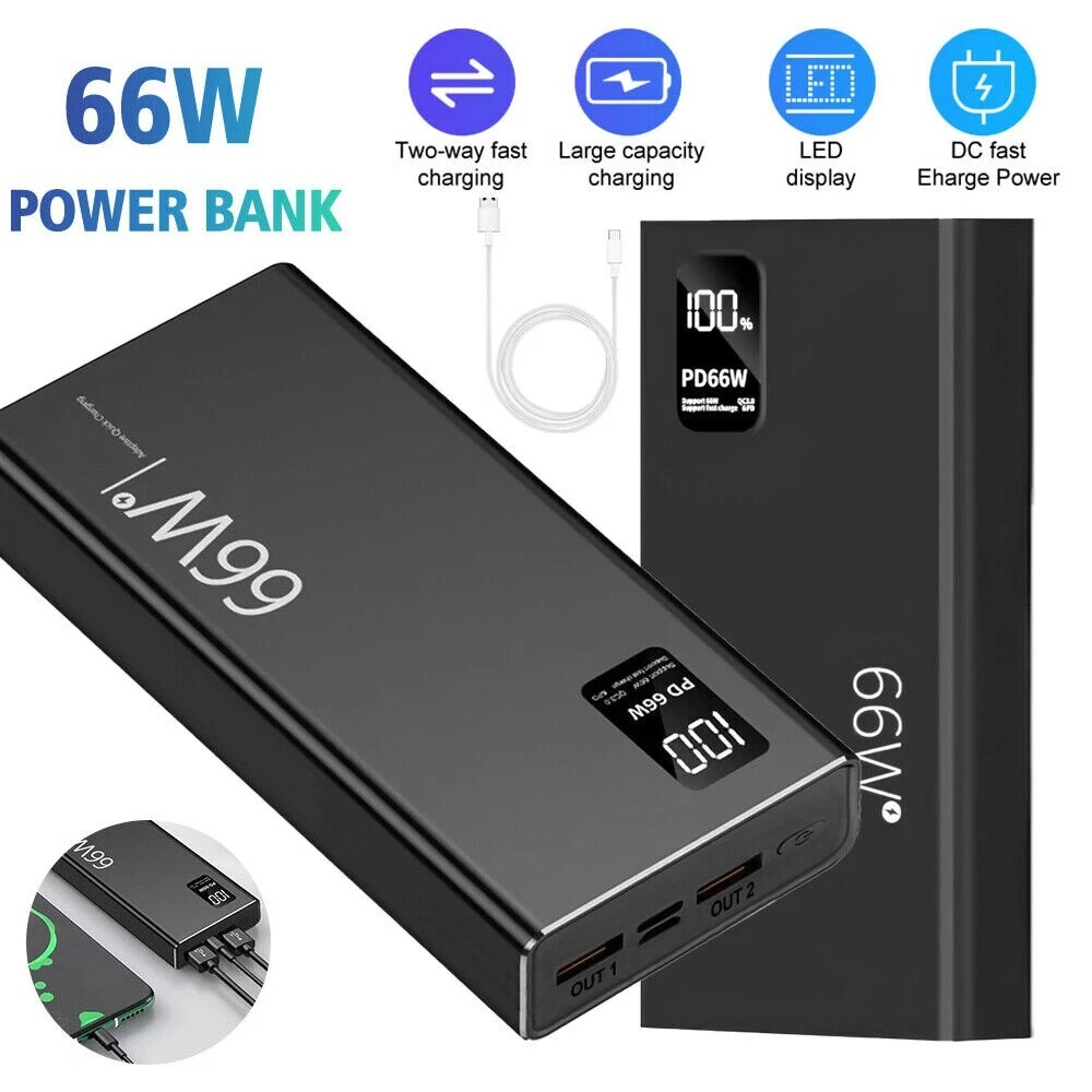 Power Bank 30000mAh 66W fast Charging Portable Battery Backup For Cell Phone US