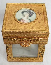 FABULOUS VINTAGE FRENCH BACCARAT CRYSTAL DORE BRONZE CAMEO VANITY JAR