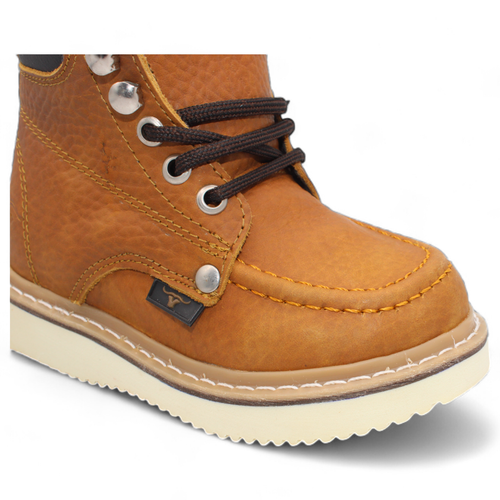 KIDS MOC TOE WORK STYLE SHOE BOOT GENUINE LEATHER - Picture 21 of 23