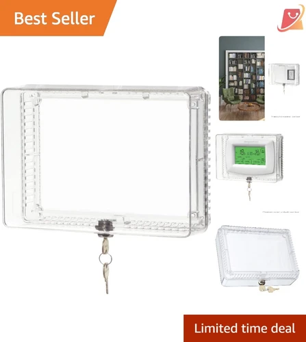 Large Lockable Thermostat Guard Clear Fits 8.25"W x 5.75"H Prevents Tampering