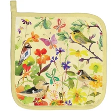 Michel Design Works Birds & Butterflies Floral Garden Cotton Potholder