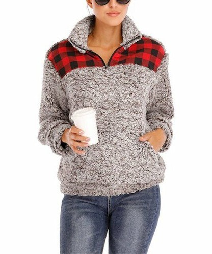 Red Plaid-Accent Pullover | eBay