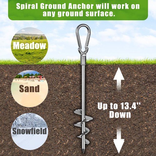 18 Inch Ground Anchors Screw in, 8 Pack Heavy Duty Trampoline Stakes Tent Sta... - Picture 5 of 8