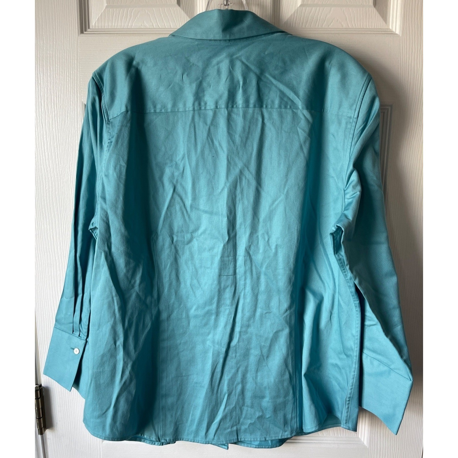 Talbots Blouse 16 Button Down Stretch Cotton Sate… - image 2